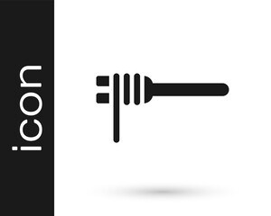 Black Pasta spaghetti on the fork icon isolated on white background. Italian restaurant. Vector.