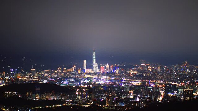 Shifting photography of the beautiful Taipei skyline seen from Bishanyan, Neihu, Taipei, Taiwan
