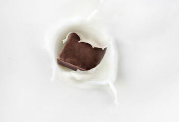 Chocolate candy drops in milk