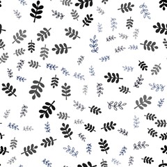 Dark BLUE vector seamless doodle pattern with leaves, branches. Colorful illustration in doodle style with leaves, branches. Pattern for design of fabric, wallpapers.