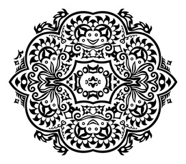 Vector black floral ethnic ornamental illustration