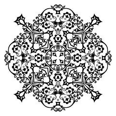 Vector black floral ethnic ornamental illustration