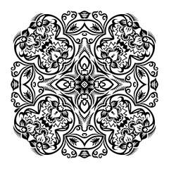 Vector black floral ethnic ornamental illustration