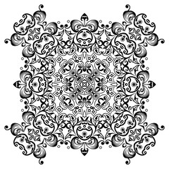 Vector black floral ethnic ornamental illustration