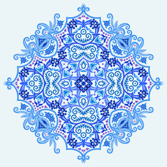Vector blue decorative floral ethnic illustration