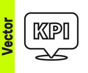 Black line KPI - Key performance indicator icon isolated on white background. Vector.