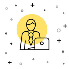 Black line Businessman icon isolated on white background. Business avatar symbol user profile icon. Male user sign. Random dynamic shapes. Vector.