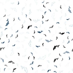 Light BLUE vector seamless template with dolphins. Shining illustration of colorful gradient sea dolphins. Template for natural magazines.