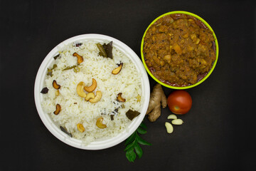 Ghee rice with chicken curry