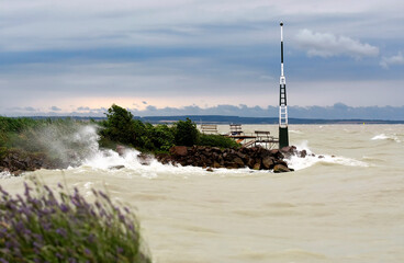 Stormy wind at Lake Balaton, Hungary ( Fonyód ) - 364314956