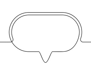 Naklejka premium Continuous line drawing of speech bubble, Black and white vector minimalistic linear illustration made of one line