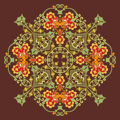 Vector ethnic abstract flower illustration