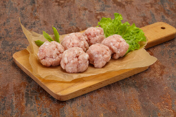Homemade raw pork minced meatball for cooking