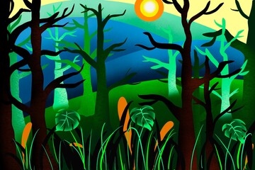 A forest vector illustration graphic desigm