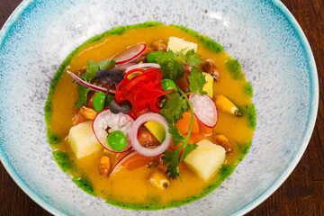 Gurman Soup with salmon and vegetables