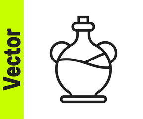 Black line Bottle of olive oil icon isolated on white background. Jug with olive oil icon. Vector.