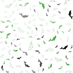 Light Green vector seamless pattern with sea dolphins. Decorative design in natural style with sea dolphins. Template for natural magazines.