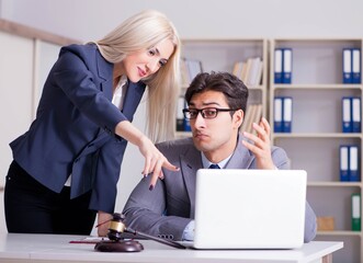 Lawyer discussing legal case with client