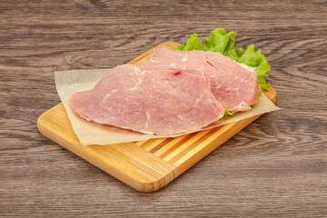 Raw pork steak for cooking