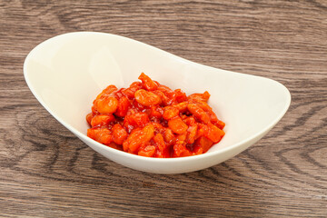 Baked kidney with tomato and pepper