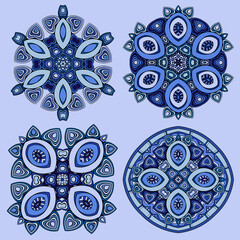 Vector decorative ornamental snowflakes set