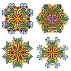 Vector decorative ornamental abstract floral set