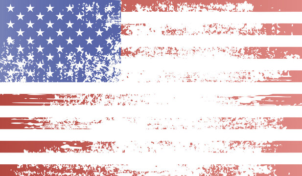 Grunge shabby American flag with place for text. Vector illustration