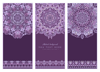 Set of 3 vector abstract ornamental nature cards
