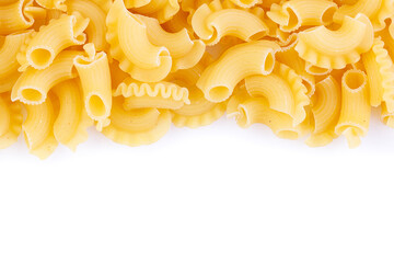 Creste di gallo italian pasta isolated on white. Close-up.