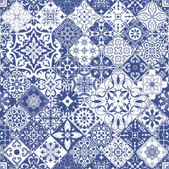 Seamless tiles background in portuguese style. Mosaic pattern for ceramic in dutch, portuguese, spanish, italian style.