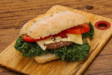 Italian ciabatta bread with burger