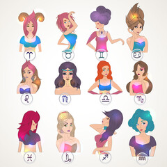 Zodiac sign young girl. Abstract astrology.