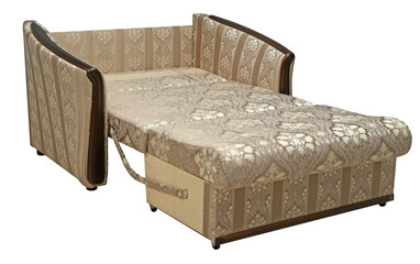 Sofa isolated on white background. Including clipping path. The sofa is laid out for sleep