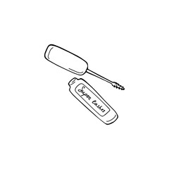 Single Mascara image. Cosmetics doodle sign. Products for makeup and beauty. Sketch hand drawn vector illustration