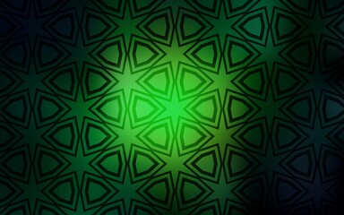 Dark Green vector pattern with christmas stars. Stars on blurred abstract background with gradient. Best design for your ad, poster, banner.