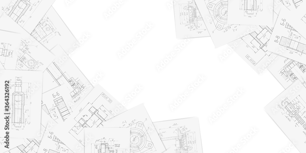Poster engineering plan scheme . technical drawing on white sheets of paper .backgrounds of engineering sub