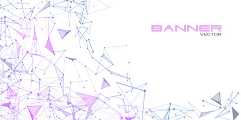 Technological background from polygons and lines.Molecule structure and communication.Gradient banner with line.	Vector illustration .	