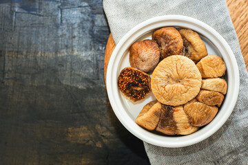 dried fruit figs sweet natural dessert sweetness Menu concept serving size. food background top view copy space for text organic healthy