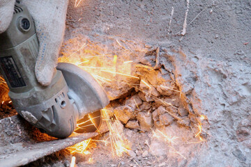 Sparks are produced from friction of a disc on metal against iron
