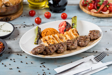Turkish traditional kofte. Spicy meatballs Kebab or Kebap.