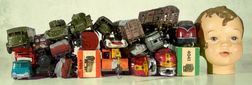 car truck train statue portrait boy