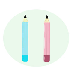 Simple pencil for students in pink and blue.