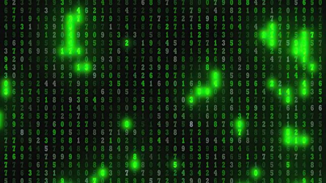 Green colored binary code background - seamless looping.