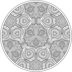 Vector floral ethnic outline hand drawn mandala