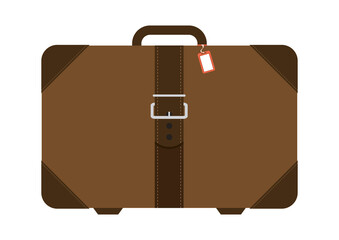Old  Brown suitcase in vintage leather look. Travel symbol illustration icon- The vector has global color swatches for easy color changes and no gradients or transparencies were used.