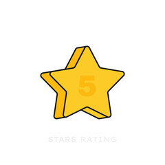 Five stars customer product rating review. Modern flat style vector illustration