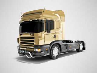 3d rendering brown road dump truck isolated on gray background with shadow
