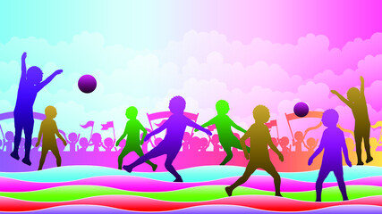 Abstract Sport Football Soccer Background WIth Human Design Vector Style