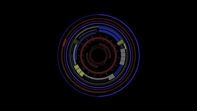 Png Alpha.HUD circlestechnological template.Sci Fi technological futuristic animated circle HUD elements.Red Blue.