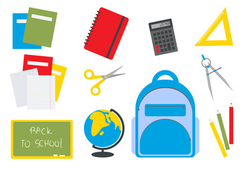 Back to school  icons and vector design elements. Education stationery supplies and tools isolated on white background.